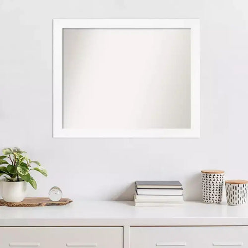Specchio da parete stretto bianco da mobile 31" x 25" senza cornice bisellata