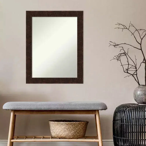 Specchio da Parete Stretto per Bagno 22" x 28" William Mottled Bronze Non Smussato
